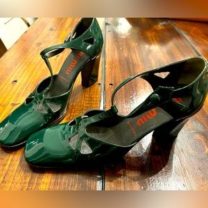 Miu Miu Patent Leather T-Strap Pumps